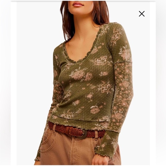 Free People Floral Long Sleeve Top - Picture 4 of 4